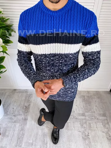 Pulover barbati gros slim fit bleumarin T3572 87-2